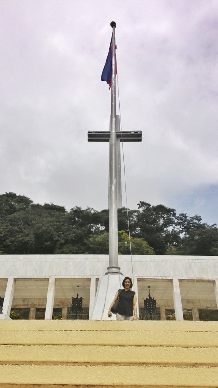 My mother on the shrine's facade.