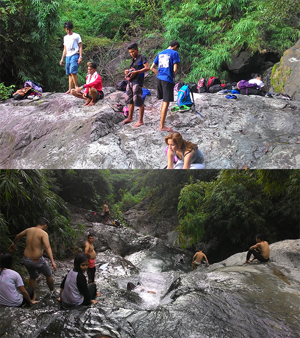 There were still a lot of people at the falls