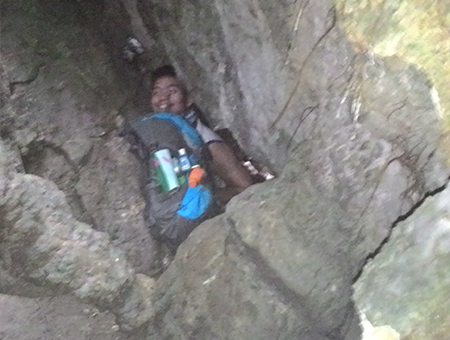 Seriously, it is this tight in the caves so don't bring a big bag
