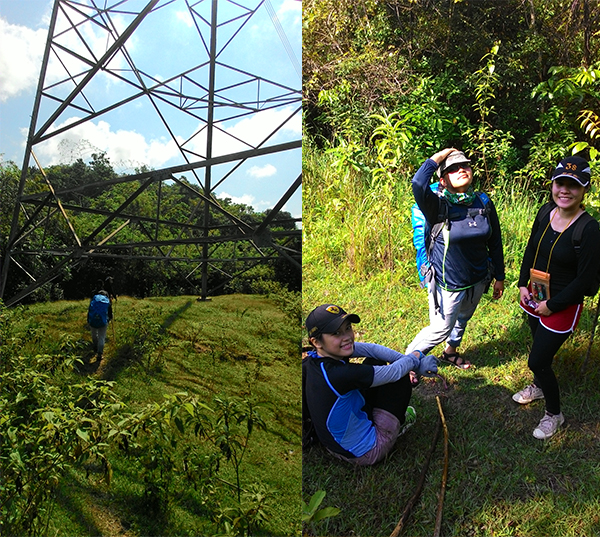The tower and the hikers standing strong