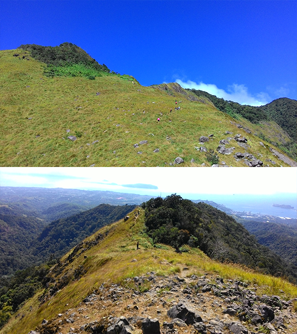 The summit as seen from the ridge, and the ridge itself