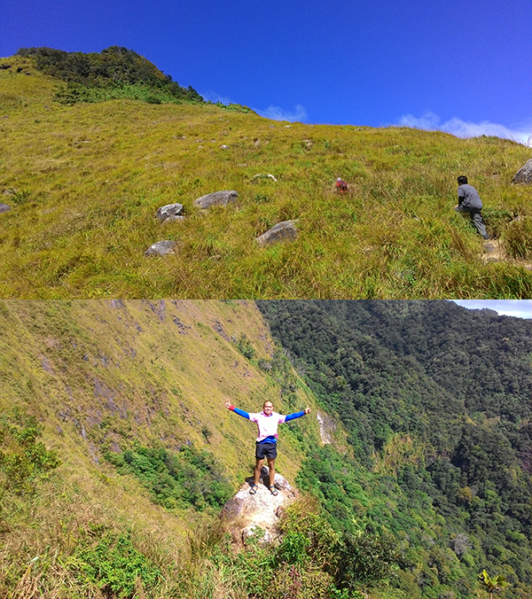 Starting the summit assault and one of the rocks along the way