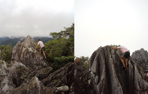 I tried climbing all the rocks I can