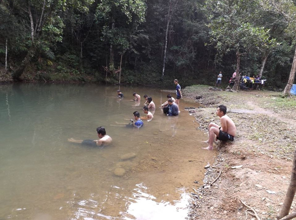 Cooling our bodies and having our feet nibbled by the guppies (?)