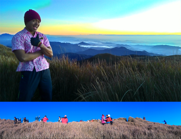 Thumbs up for a successful climb up one of the highest peaks in the country