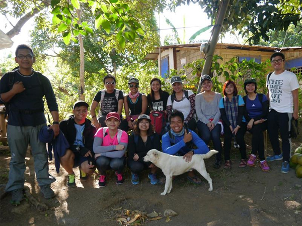 The group at the jump-off with Molly the dog
