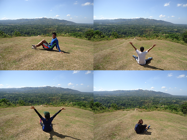 Poses at the grassland