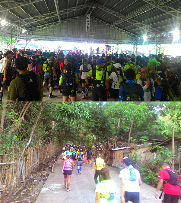 So many runners and the slow walk up to the trail