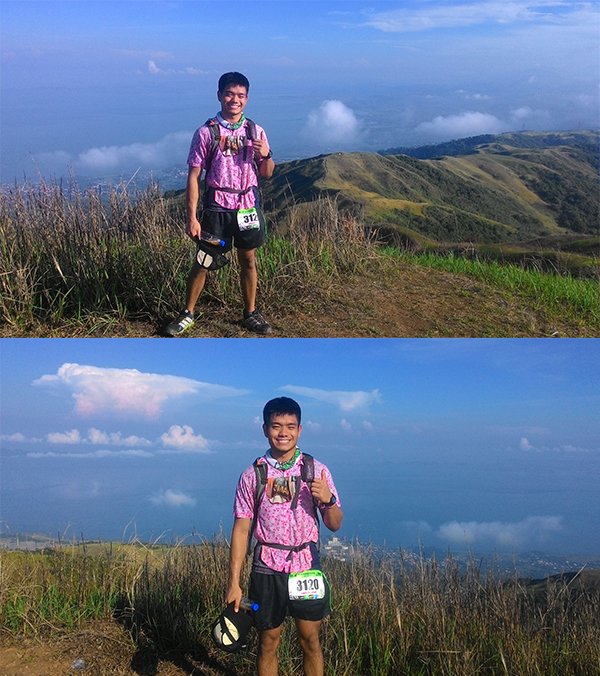 Reaching the summit and trying to look composed