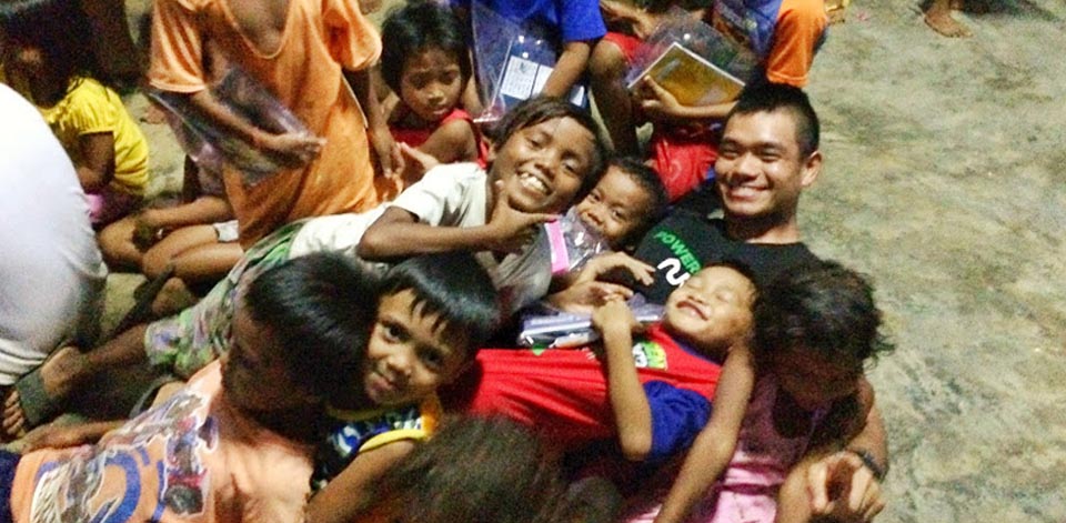 Enjoying with the local kids
