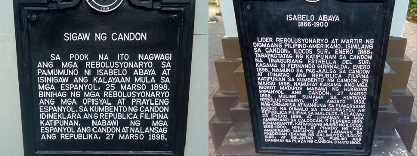 Writings on the monuments at Candon plaza