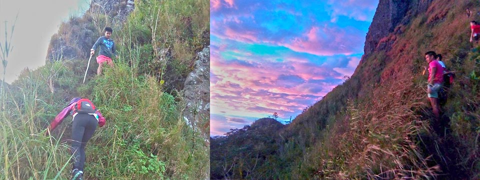 Continuing the climb to the peak while enjoying the sunrise