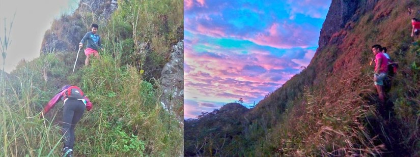 Continuing the climb to the peak while enjoying the sunrise