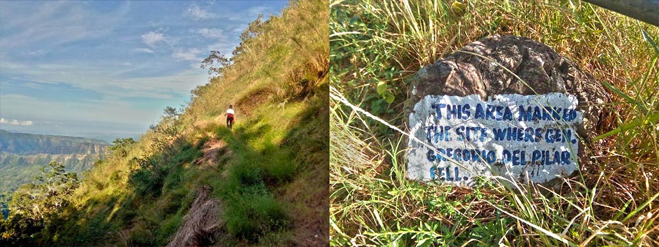 Going back to the campsite after summiting; the spot where the sniper fired on Gregorio del Pilar