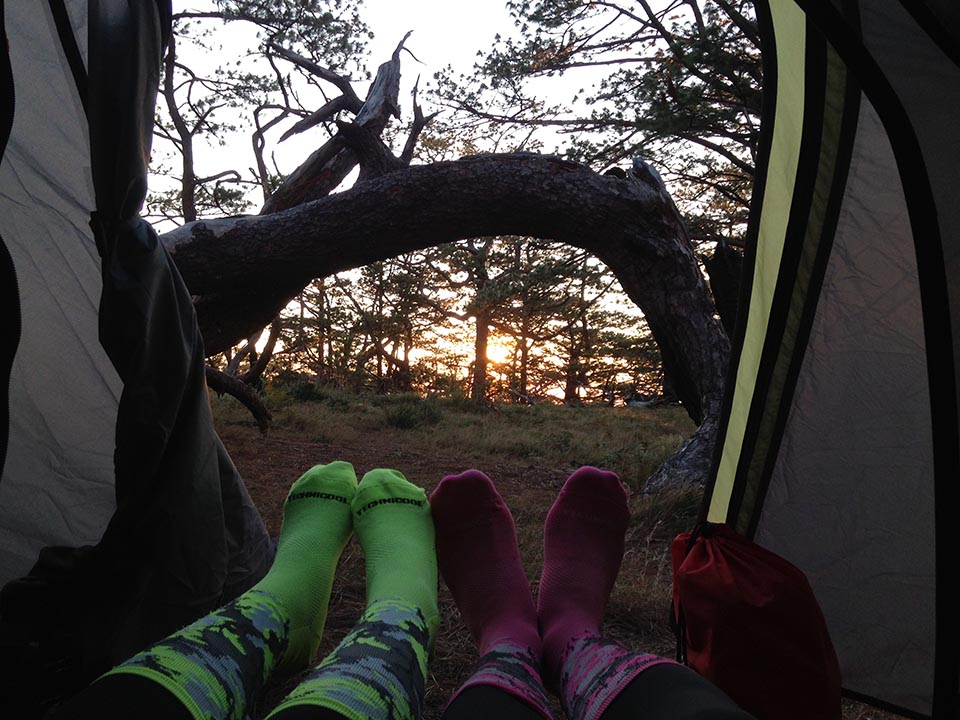 Sunset of Day 1 from within our tent